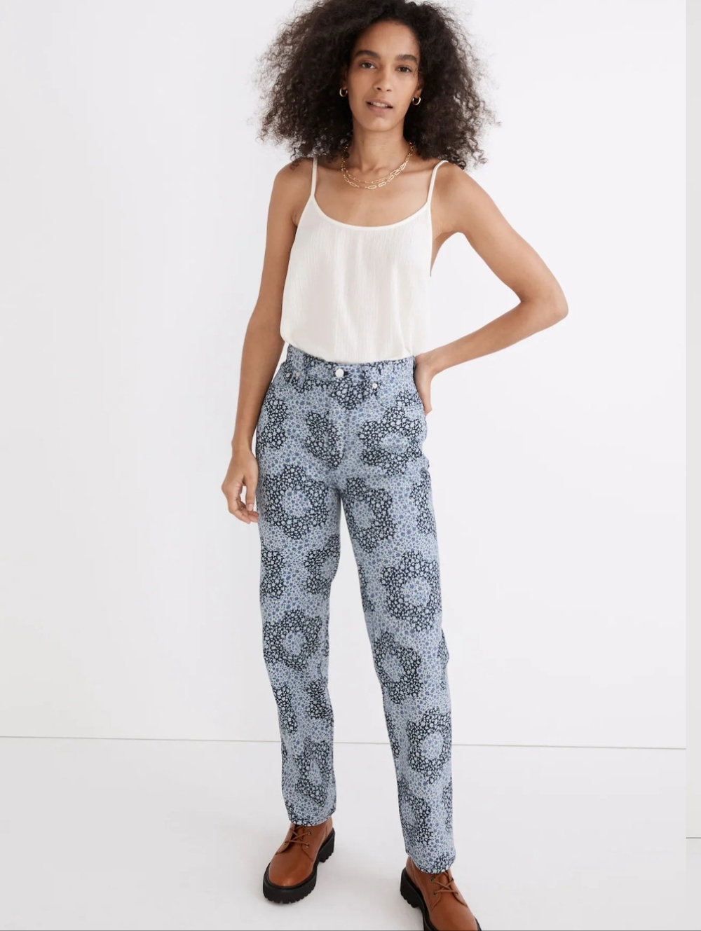 NWT Madewell Jeans The Perfect Perfect Straight Printed Quilted Floral Size 28